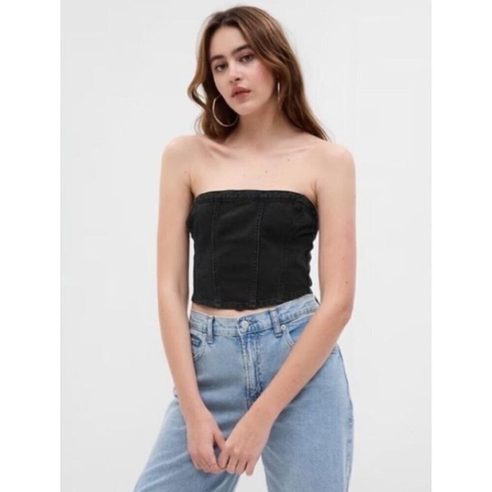 GAP Black Strapless Crop Top